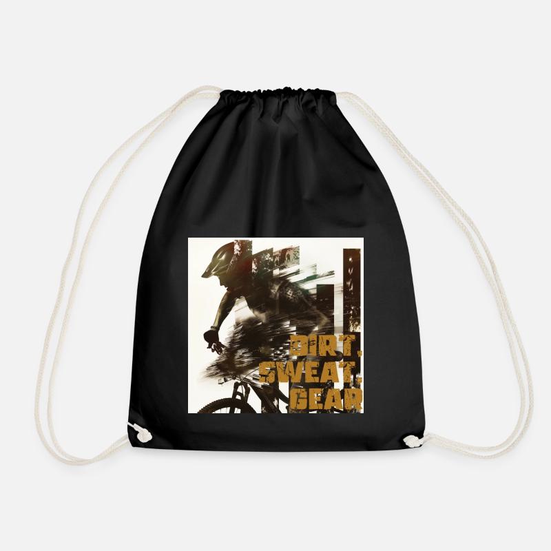 Dirt, Sweat, Gear - Drawstring Bag - black