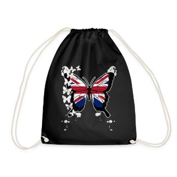 Schmetterling Union Jack - Turnbeutel - Schwarz - Vorne