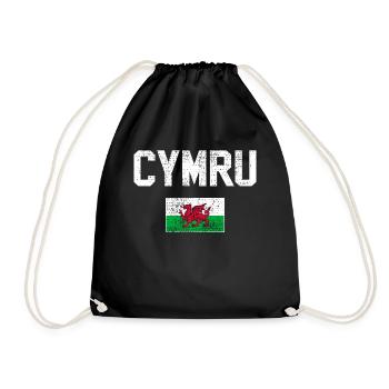 Vintage Wales flag - Drawstring Bag - black - Front