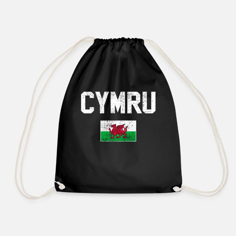 Vintage Wales Flagge - Turnbeutel - Schwarz
