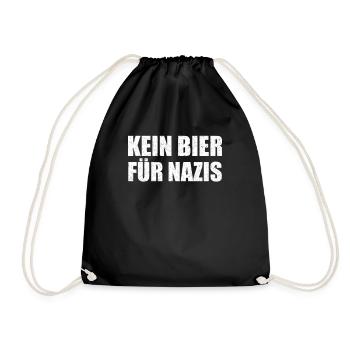 Kein Bier für Nazis Anti Rechts AfD Rassismus Demo - Turnbeutel - Schwarz - Vorne