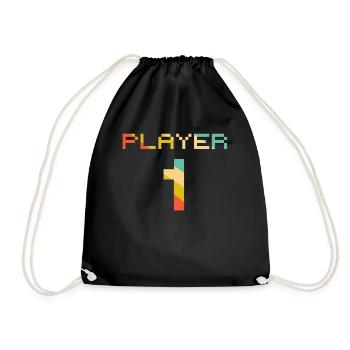 Player 1 Player 2 Gamer Couple Gamer Partner Look - Drawstring Bag - black - Front