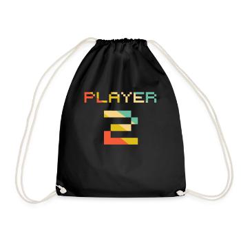 Player 1 Player 2 Gamer Couple Gamer Partner Look - Drawstring Bag - black - Front