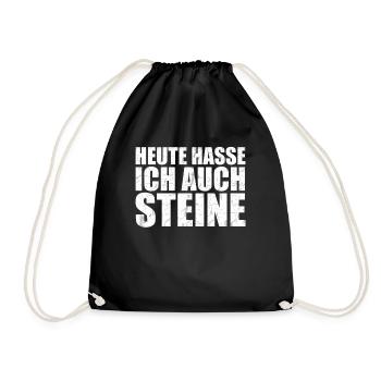Heute hasse ich auch Steine Ich hasse Menschen - Turnbeutel - Schwarz - Vorne