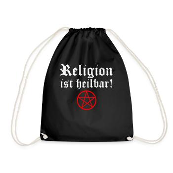 Religion ist heilbar Pentagramm Atheist Gott - Turnbeutel - Schwarz - Vorne