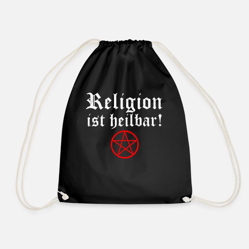 Religion ist heilbar Pentagramm Atheist Gott - Turnbeutel - Schwarz