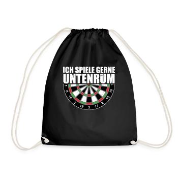 Ich spiele gerne untenrum Dart Darten Dartfan 180 - Turnbeutel - Schwarz - Vorne