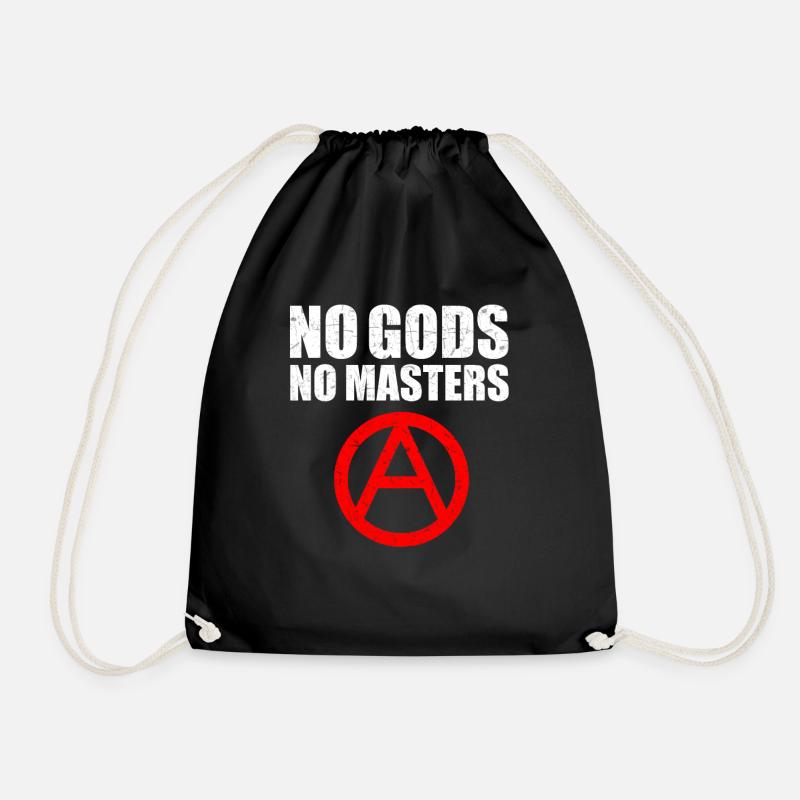 No Gods No Masters Anarchist Anarchy Atheismus - Turnbeutel - Schwarz