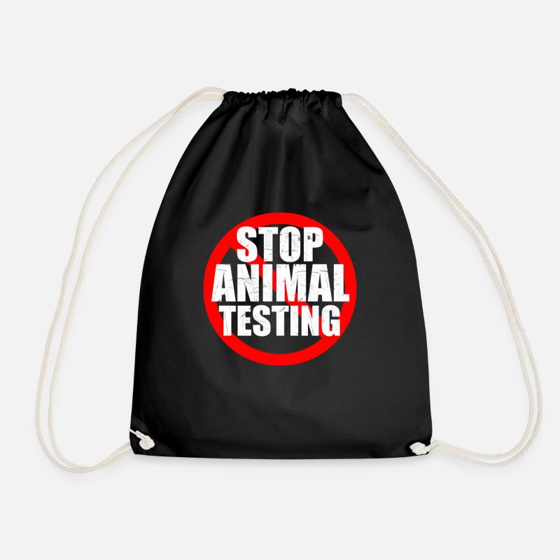 Stop animal testing Anti animal testing animal rights - Drawstring Bag - black