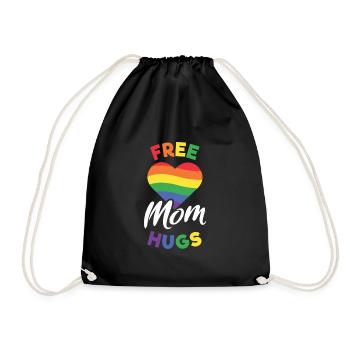 Free Mom Hugs LGBT Gay Pride Love Hug Demo - Drawstring Bag - black - Front