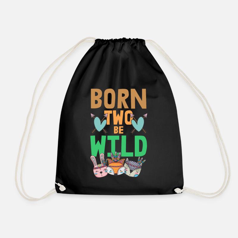 Born two be wild 2er Geburtstag Geschenk - Turnbeutel - Schwarz
