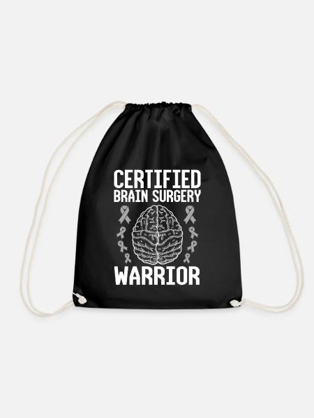 Certified Brain Surgery Survivor Brain Tumor Cancer - Drawstring Bag - black