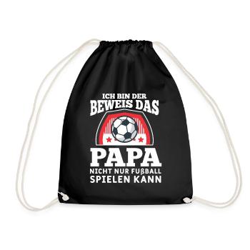 Fußball Papa Sohn Kinder Kind Baby Vater Fußballer - Turnbeutel - Schwarz - Vorne