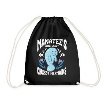 Manatee chubby mermaids Seekuh Seekühe Meer - Turnbeutel - Schwarz - Vorne
