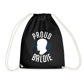 Proud baldie bald bald man cancer survivor - Drawstring Bag - black - Front