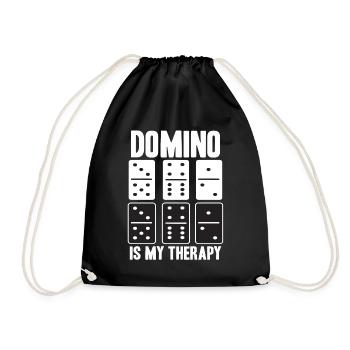 Domino Dominos Spiel Spielen Dominostein Spieler - Turnbeutel - Schwarz - Vorne