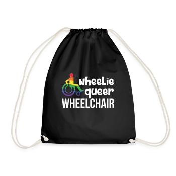 Rollstuhl Rollstuhlfahrer Handicap LGBT Humor - Turnbeutel - Schwarz - Vorne