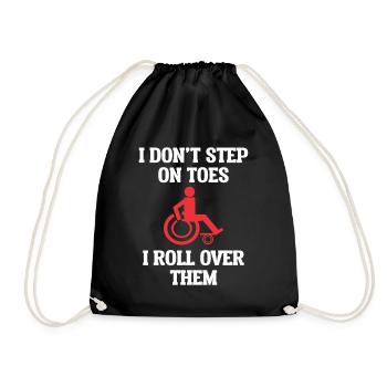 Rollstuhl Rollstuhlfahrer Handicap Rolli Humor - Turnbeutel - Schwarz - Vorne