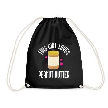 This Girl Loves Peanut Butter Erdnussbutter Nuss - Turnbeutel - Schwarz - Vorne