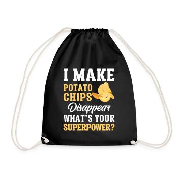 Potato Chips Chips Food Snack Candy Food - Drawstring Bag - black - Front