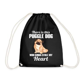 Puggle Dog Pug Pet Dog Owner Pugs - Drawstring Bag - black - Front