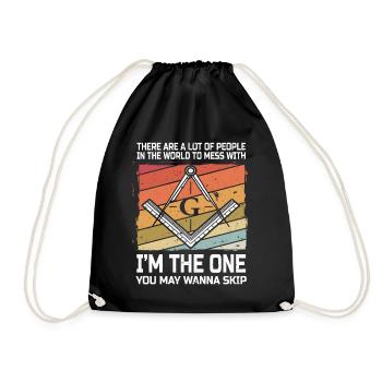 Masonic Masonic Bricklayer Illuminati Symbol Circle Angle - Drawstring Bag - black - Front