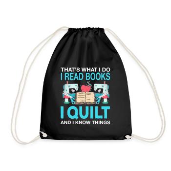 Quilt Stepping Quilting Sewing Knitting Needle Quilt - Drawstring Bag - black - Front
