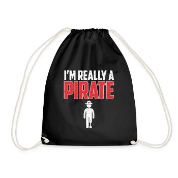 I'm Really A Pirate Leg Amputee - Drawstring Bag - black - Front