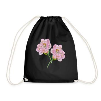 Pivoines roses - Sac de sport léger - noir - Devant