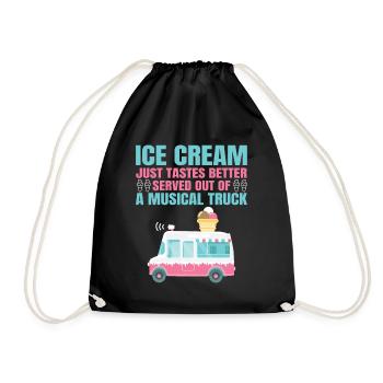 Ice cream truck Ice cream man Ice cream seller Ice cream parlor Ice Truck - Drawstring Bag - black - Front