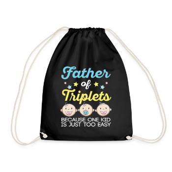 Papa von Drillingen Drillinge Papa Schwanger Vater - Drawstring Bag - black - Front