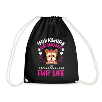 Yorkshire Oma Hund Hunde Haustier Terrier Yorkie - Turnbeutel - Schwarz - Vorne