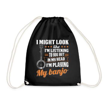 Banjo Player Banjo Player Musician Music Country - Drawstring Bag - black - Front
