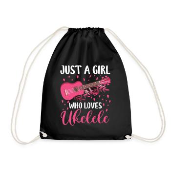 Ukulele Player Musical Instrument Guitar Uke Hawaii - Drawstring Bag - black - Front