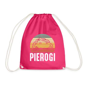 Pirogge Pierogi Polish Food Poland Dumplings - Drawstring Bag - fuchsia - Front