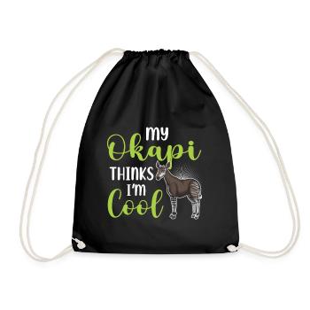 Okapi Giraffe Africa Safari Zebra Wild Animals - Drawstring Bag - black - Front
