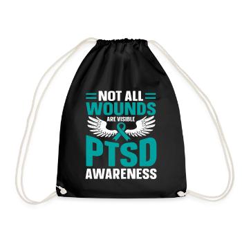 PTSD Consciousness Mental Illness Veteran - Drawstring Bag - black - Front