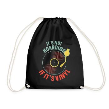 Vinyl Turntable Collector's Music Records - Drawstring Bag - black - Front