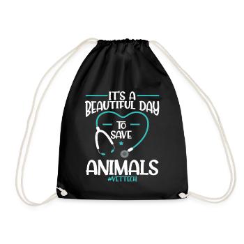 veterinarian veterinary medicine animals medicine veterinary practice - Drawstring Bag - black - Front