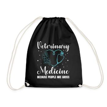 veterinarian veterinary medicine animals medicine veterinary practice - Drawstring Bag - black - Front