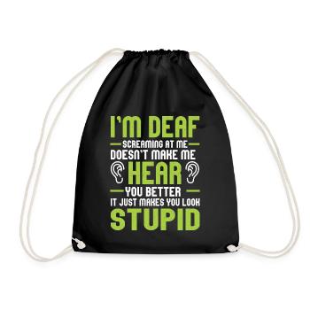 Deaf-mute Deaf Sign language Deaf hearing - Drawstring Bag - black - Front