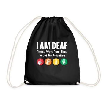Deaf-mute Deaf Sign language Deaf hearing - Drawstring Bag - black - Front