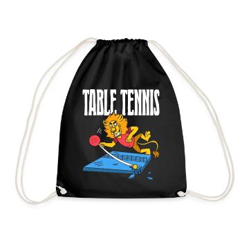 Table Tennis Lion Ping Pong Lion Outfit Table - Drawstring Bag - black - Front