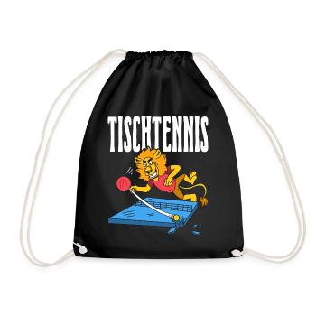 Table Tennis Lion Ping Pong Lion Outfit Table - Drawstring Bag - black - Front