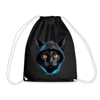 Katzenkopf Schwarze Katze Bombay Happy Cat Katzen - Turnbeutel - Schwarz - Vorne