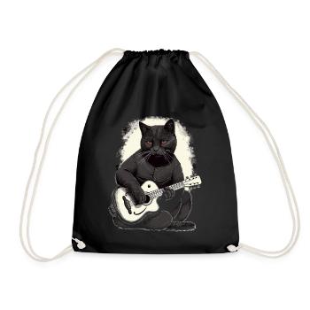 Musician Black Cat Guitarist Bombay Cats - Drawstring Bag - black - Front