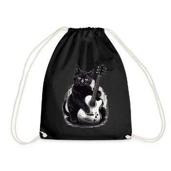 Musician Black Cat Guitarist Bombay Cats - Drawstring Bag - black - Front
