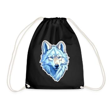 Wolf Kostüm blauer Wolfskopf Werwolf und - Turnbeutel - Schwarz - Vorne