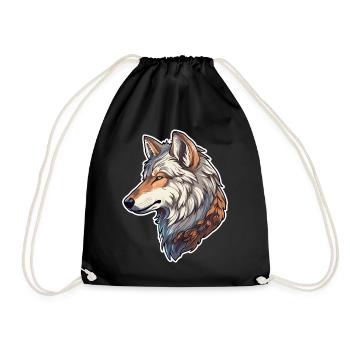 Wolf Kostüm blauer Wolfskopf Werwolf und - Turnbeutel - Schwarz - Vorne