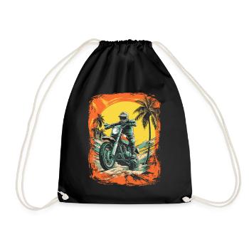 Bike Motocross Biker Outfit for Motorcycle Tours - Drawstring Bag - black - Front